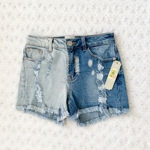 NWT-GIANNI BINI 2 tone/bleach spot cutoff shorts